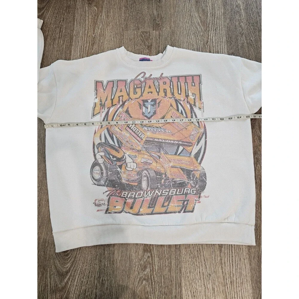 Edikted Sweatshirt White Oversized NASCAR Graphics Size Small Racing Crewneck - Picture 4 of 5